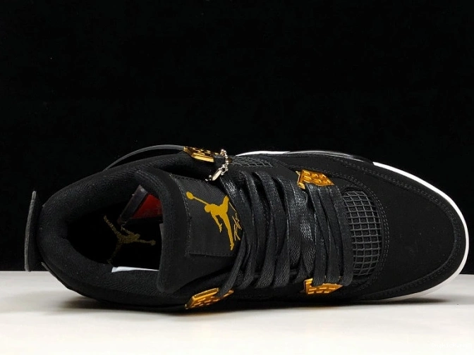One Kick Jordan Royalty Air Black 4 Metallic Gold-White 308497-032 0814